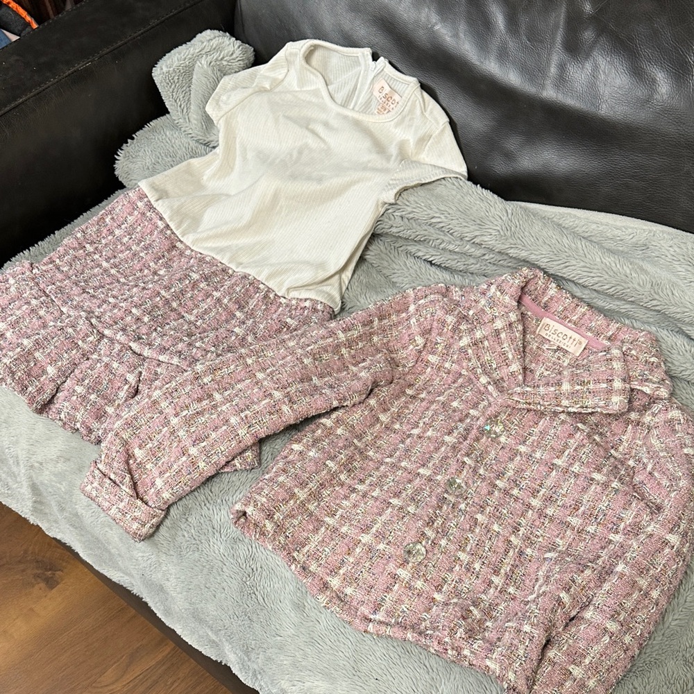 Biscotti Pink and White Kids Casual Dress Set